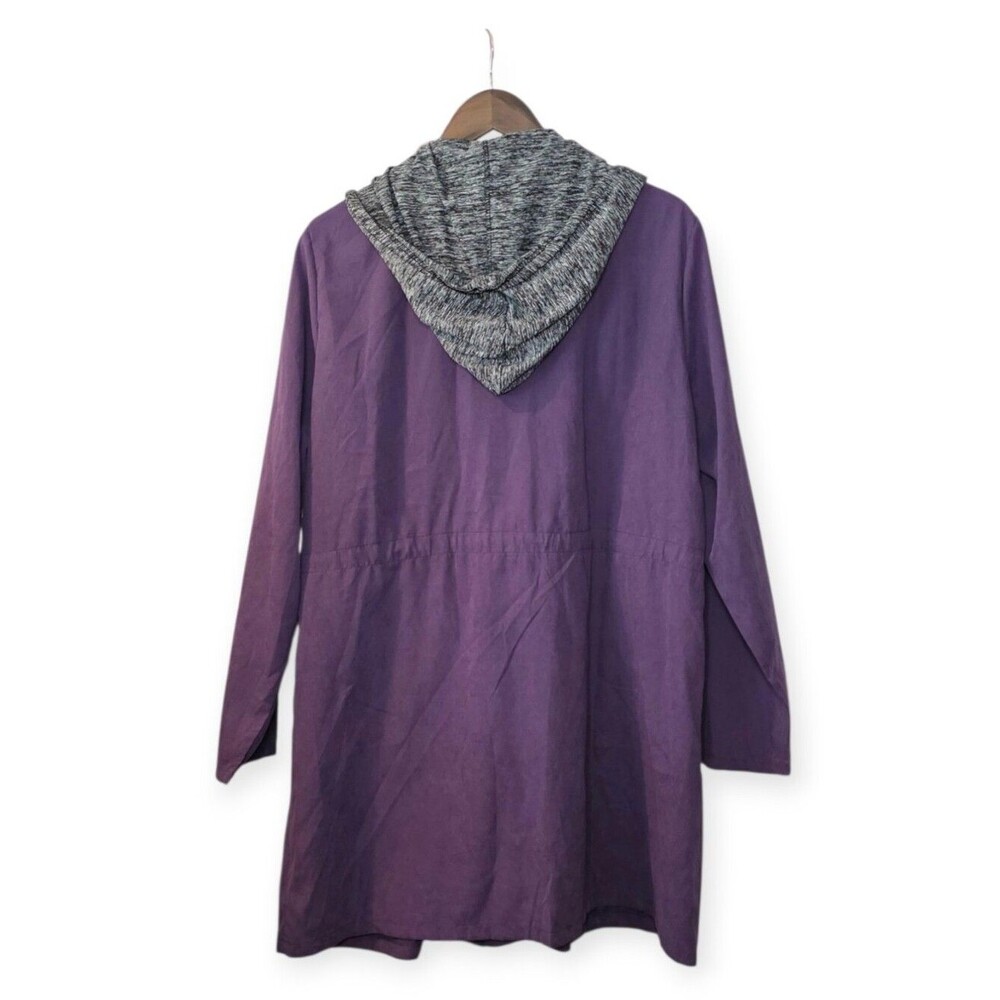 SHEIN Curve Purple Hooded Double Zip Utility Jacket Coat 2XL - Picture 5 of 6